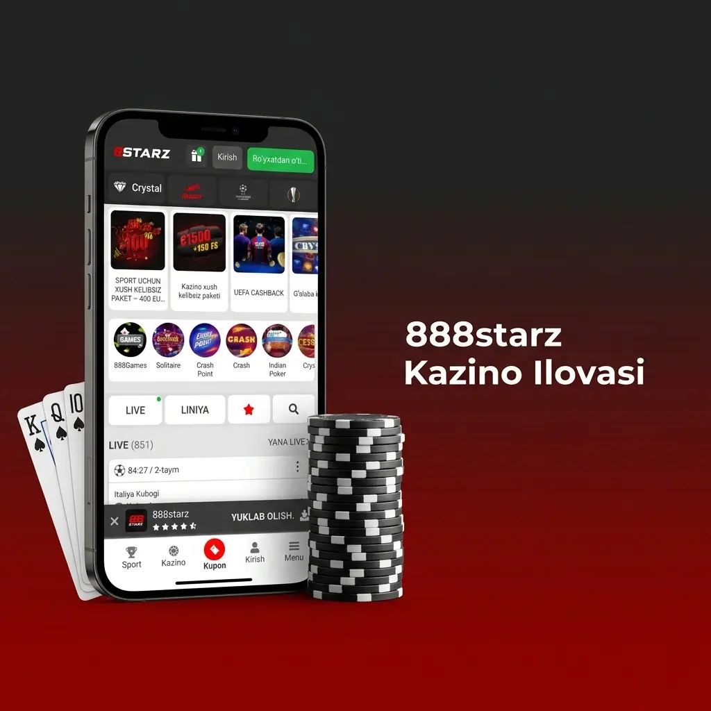 888starz kazino ilovasi: 3000+ slot, jonli dilerlar va maxsus bonuslar bilan to'liq kazino tajribasi