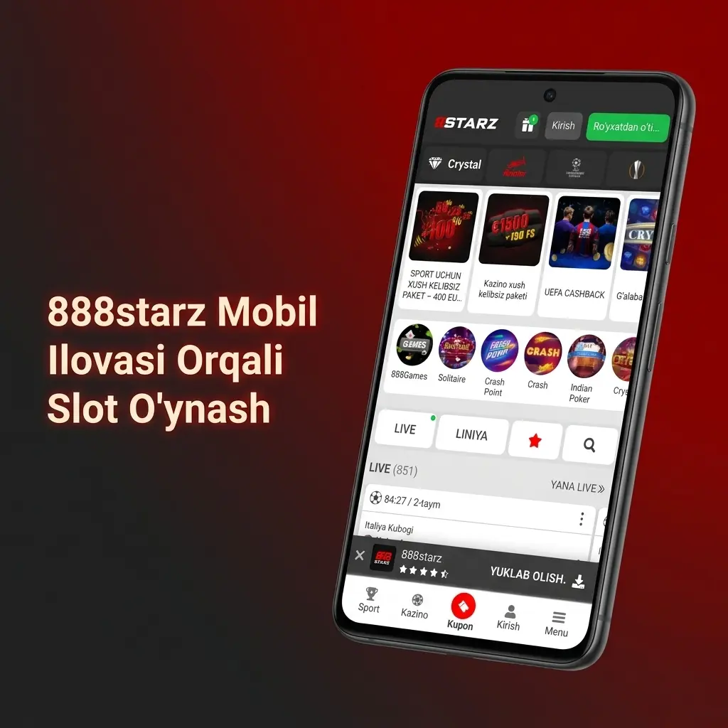888starz mobil ilovasi orqali Android va iOS qurilmalarida slot o'ynash jarayoni