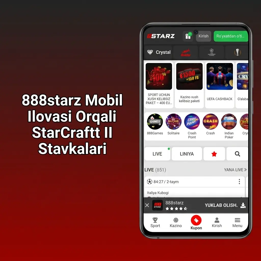 888starz ilovasi orqali Android va iOS da StarCraft II esports stavkalari qo'yish bosqichlari