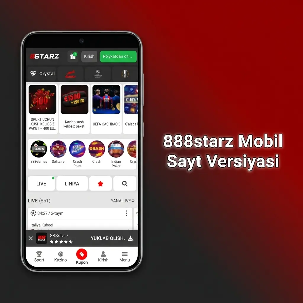 888starz mobil sayt versiyasi smartfon va planshetlarda brauzer orqali stavka va kazino o'yinlari