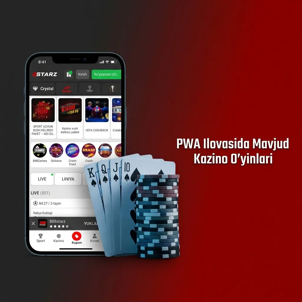 888starz PWA ilovasida Sweet Bonanza, Aviator, Crazy Time va boshqa 10 000+ kazino o'yinlari