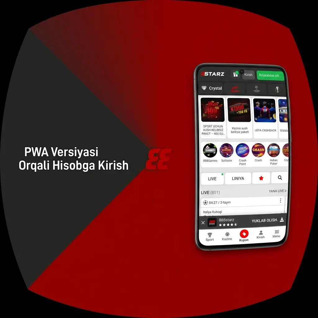 888starz PWA versiyasi orqali hisobga kirish: telefon yoki email va parol bilan tizimga kirish
