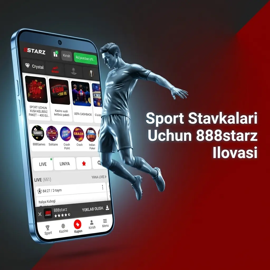 888starz mobil ilovasi Android va iOS qurilmalarida sport stavkalari, jonli o'yin va bonus boshqaruvi