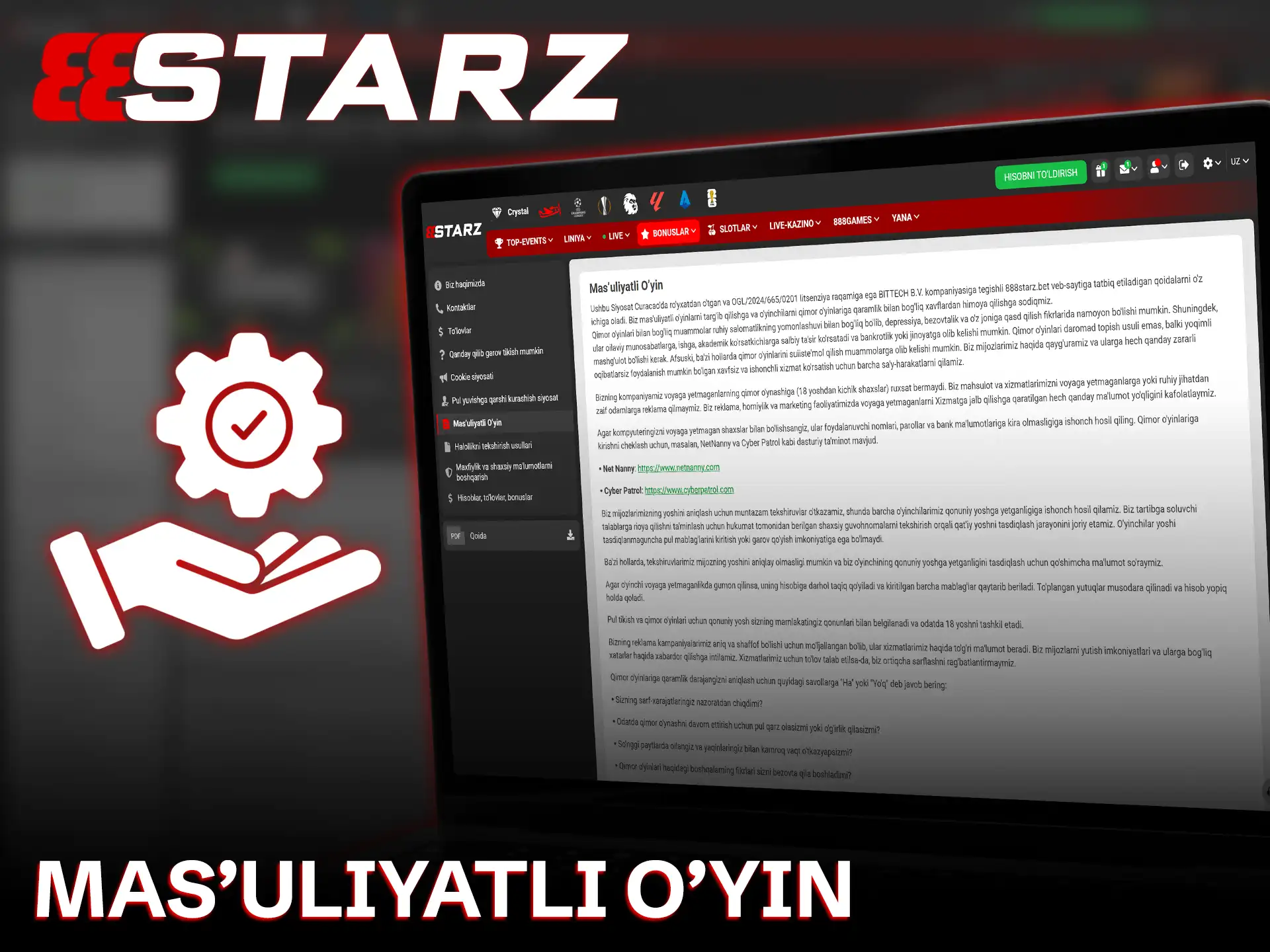 888starz saytida sport stavkalarini mas'uliyat bilan va xavfsiz tarzda o'ynang.