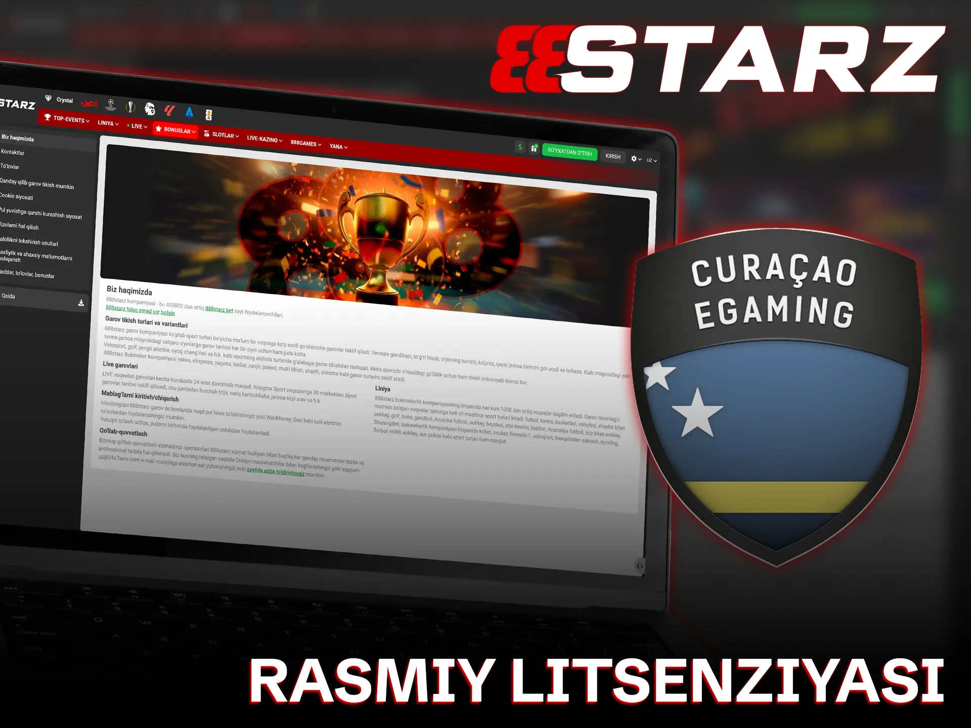 888starz kazinosida xavfsiz o'ynang va rasmiy litsenziya afzalliklaridan foydalaning.