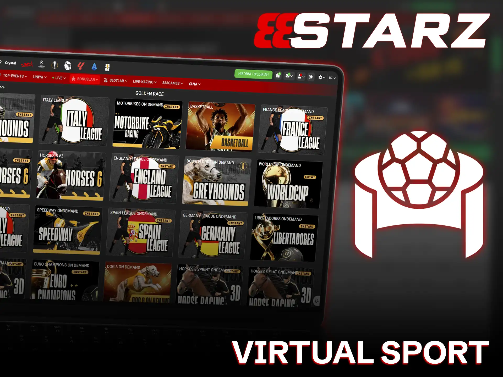 888starz bukmekerida qiziqarli virtual sport turlariga o'z stavkangizni tiking.