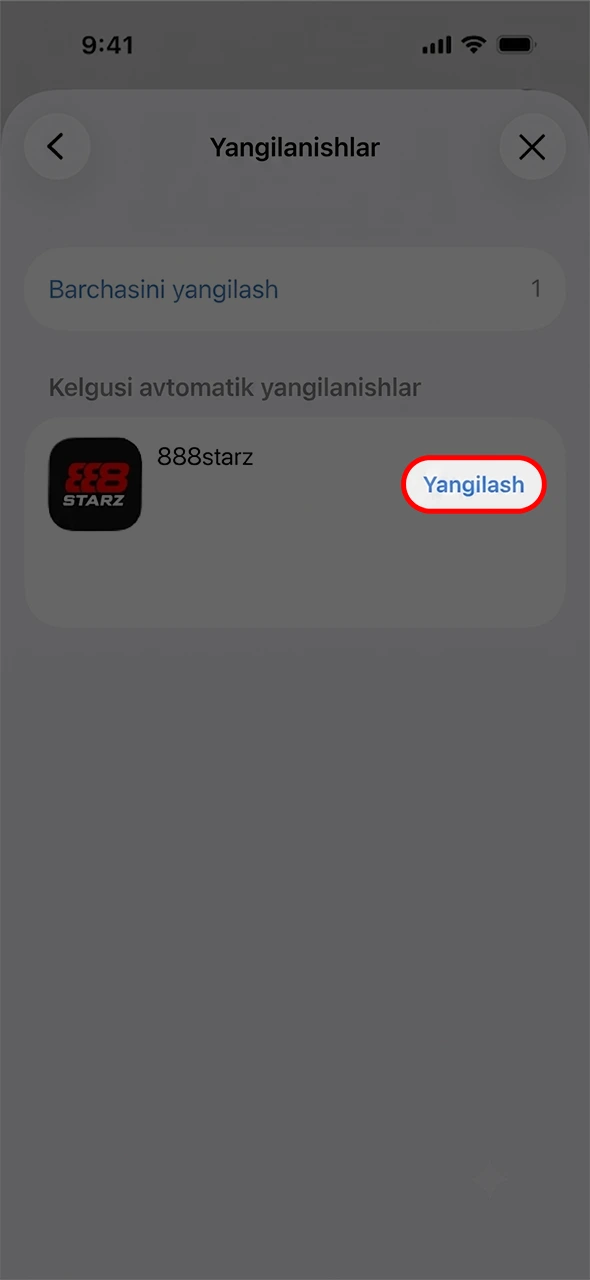 O'z telefoningizda 888starz ilovasini yangilash jarayoniga start bering.