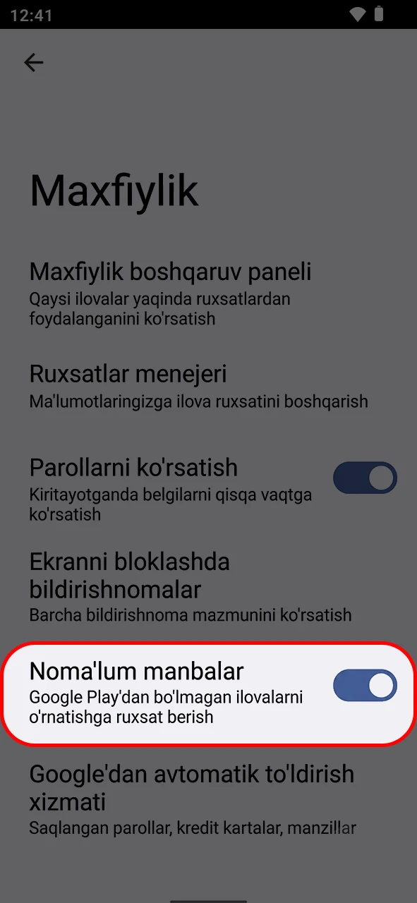 888starz ilovasini o'rnatish uchun Android sozlamalarida ruxsat bering.
