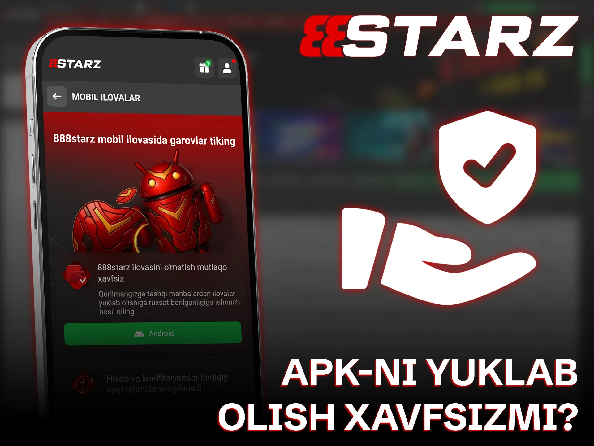 Xavfsiz 888starz ilovasini tortib oling va ishonch bilan ro'yxatdan o'ting.