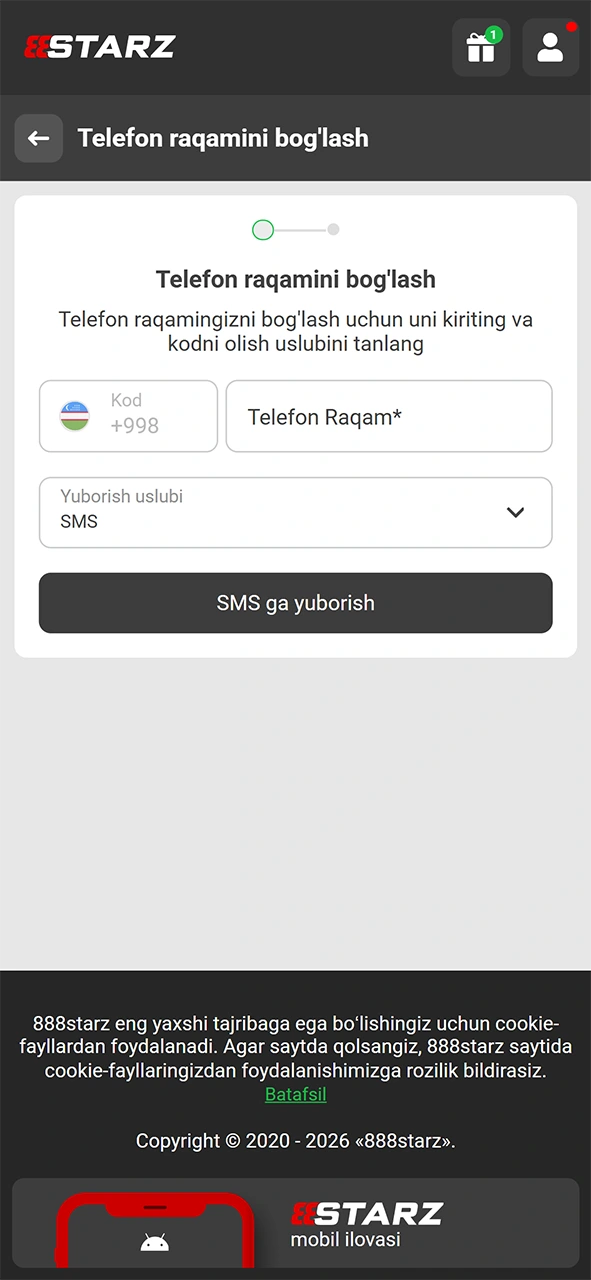 Xavfsizlikni ta'minlab 888starz ro'yxatdan o'tish hisobiga kirish amalini xavfsiz bajaring.